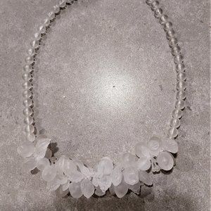 Women's White Frosted Cluster Statement Necklace w/Fruit Designs - NWOT